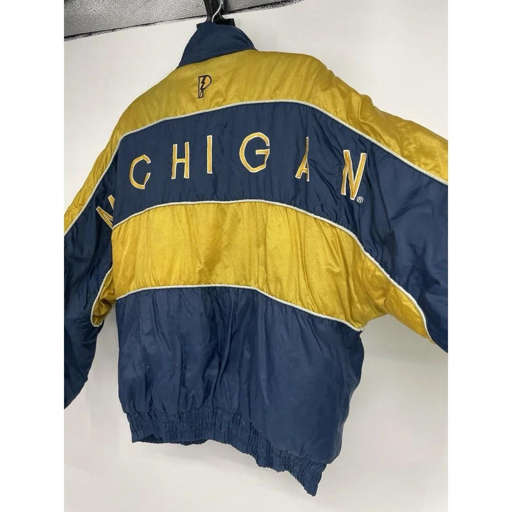 Vintage Pro Player Michigan Wolverines Reversible Puffer Jacket XL USA